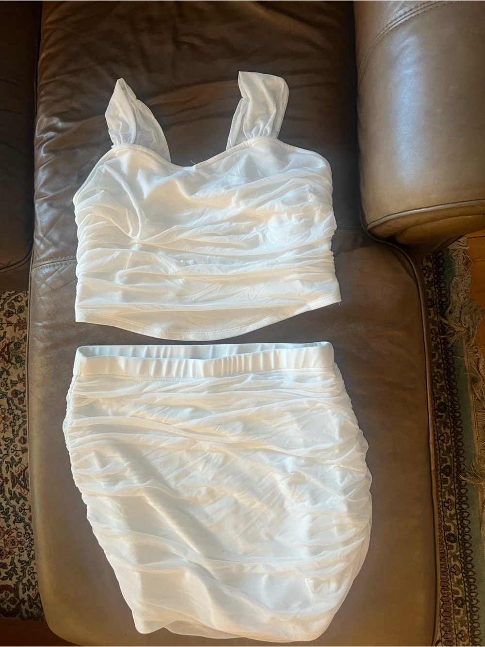 SHEIN White Ruched Mini Skirt